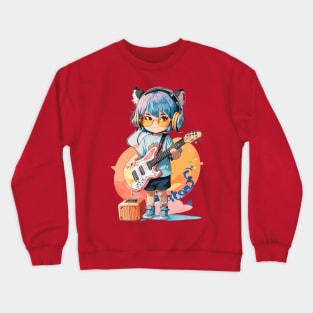 A little girl plays the guitar Crewneck Sweatshirt